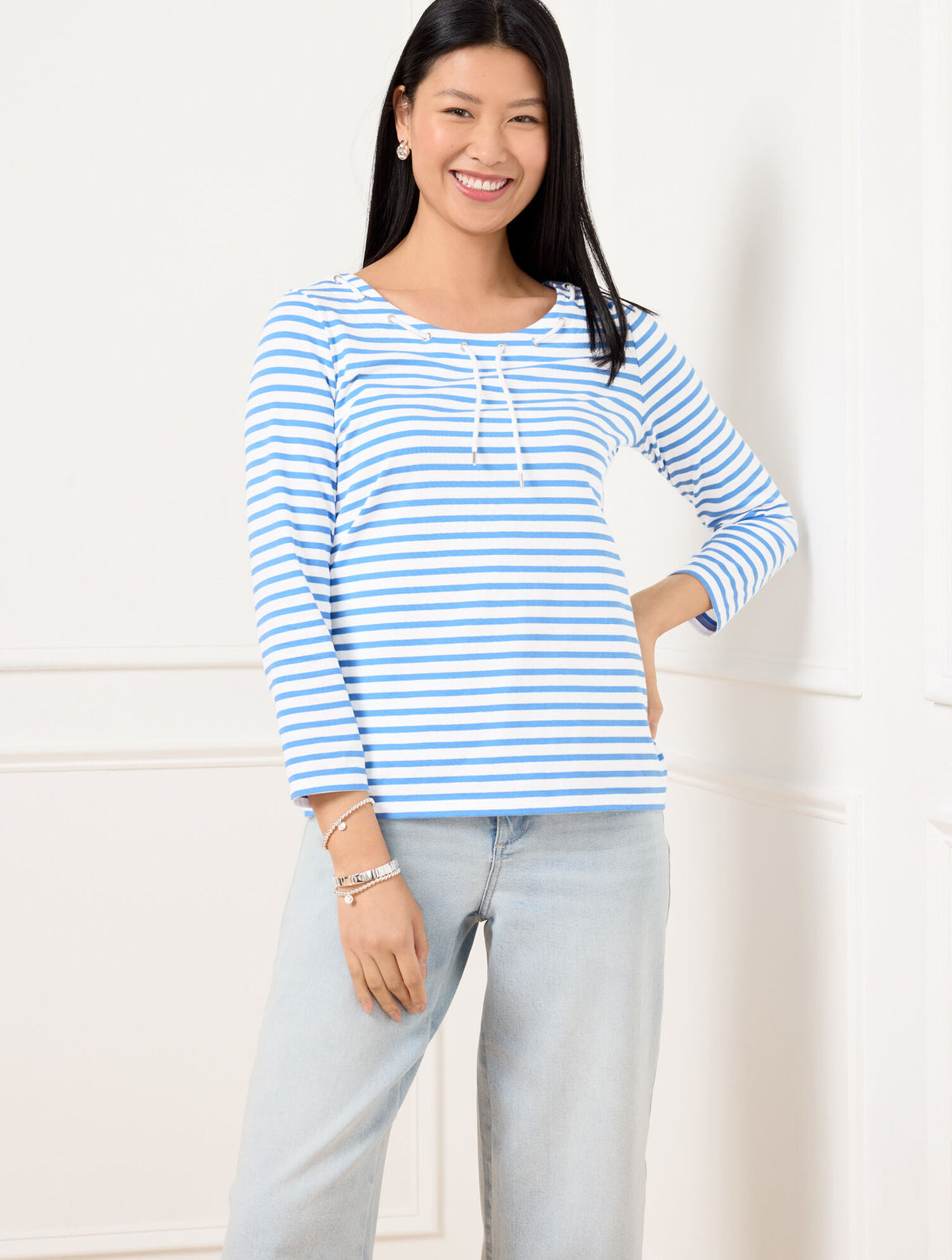 Talbots LACE UP SCOOP NECK TEE