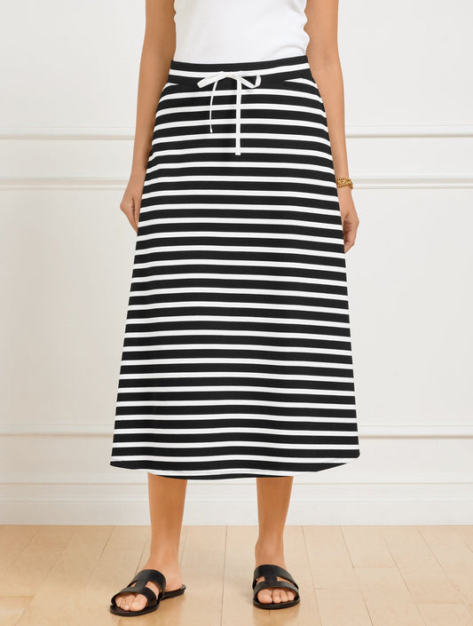 Talbots EFFORTLESS ULTRAKNIT A-LINE MIDI SKIRT - CROCUS STRIPE