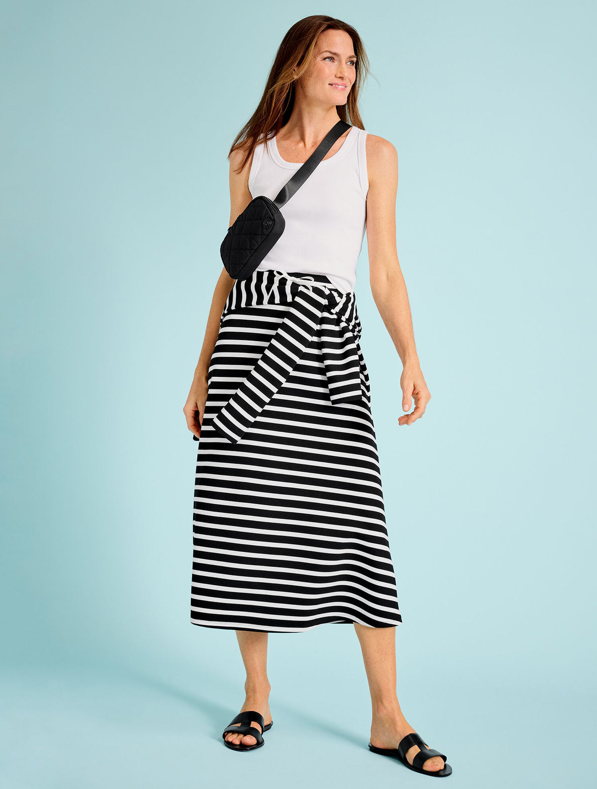 Talbots EFFORTLESS ULTRAKNIT A-LINE MIDI SKIRT - CROCUS STRIPE