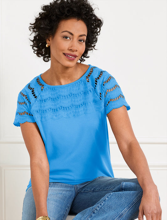 Talbots EMBROIDERED EYELET TOP