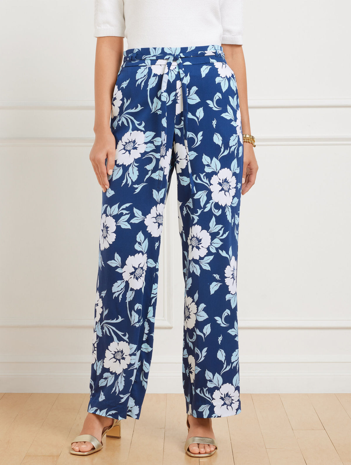 Talbots WIDE LEG PULL-ON PANTS - DELIGHTFUL FLOWERS