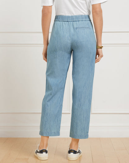 Talbots SLIM CROP PANTS - CHAMBRAY
