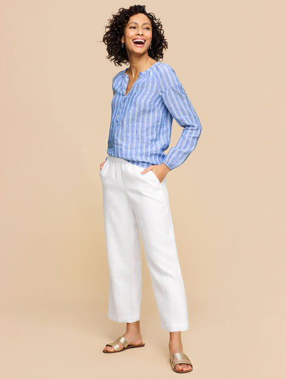 Talbots WIDE CROP PULL-ON WASHED LINEN PANTS