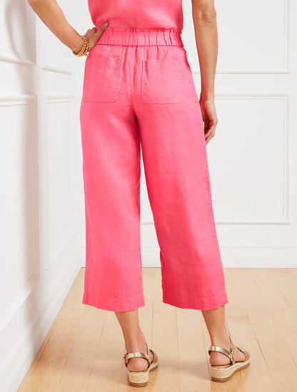 Talbots WIDE CROP PULL-ON WASHED LINEN PANTS