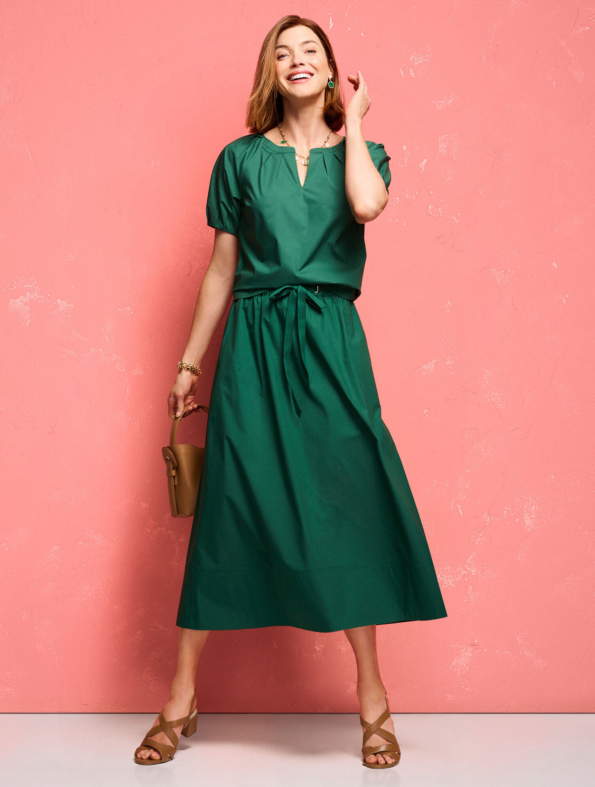 Talbots MODERN POPLIN DRAWSTRING SKIRT