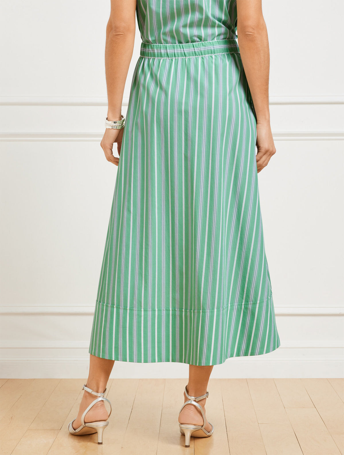 Talbots FRESH POPLIN DRAWSTRING SKIRT - DEWDROP STRIPE