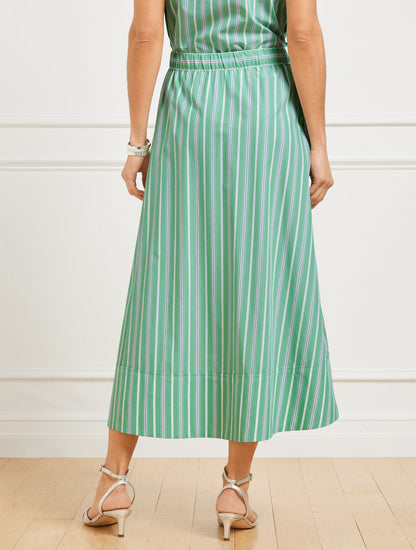 Talbots FRESH POPLIN DRAWSTRING SKIRT - DEWDROP STRIPE