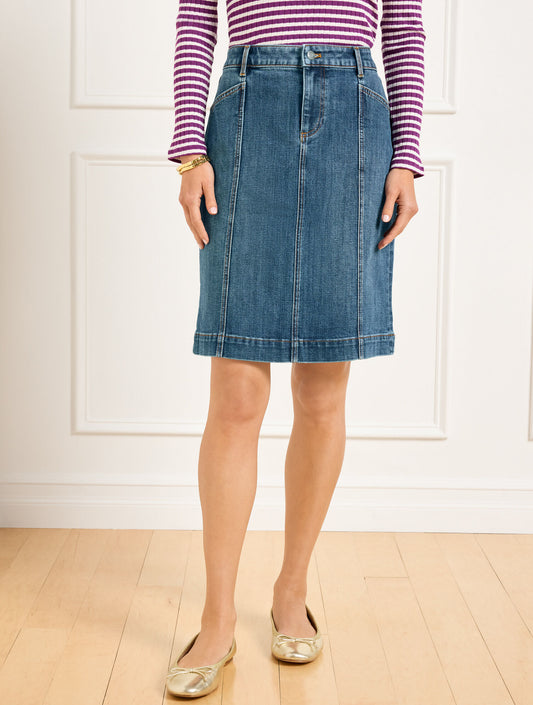 Talbots DENIM A-LINE SKIRT - MONTAUK WASH