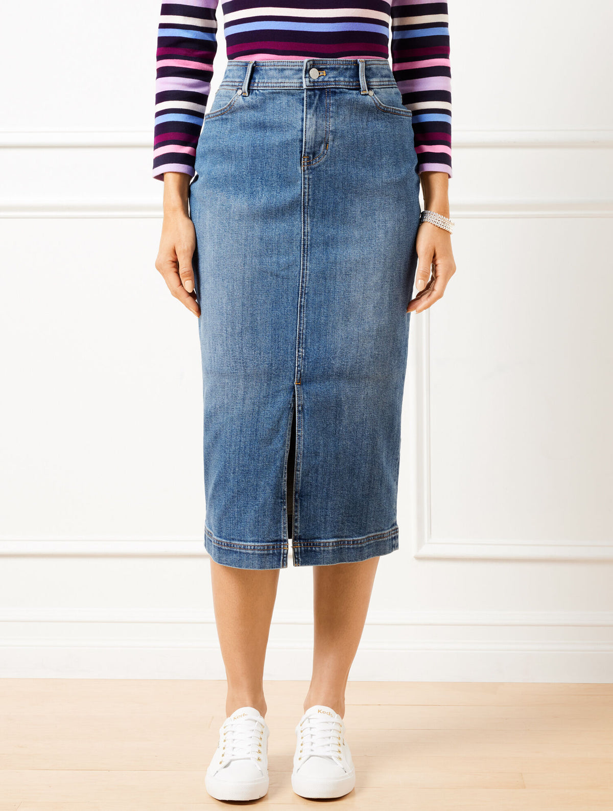 Talbots DENIM MIDI SKIRT - TIDAL WASH