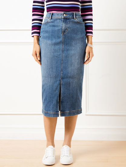 Talbots DENIM MIDI SKIRT - TIDAL WASH