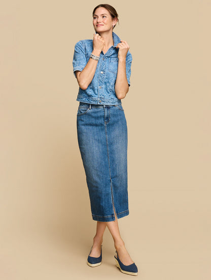 Talbots DENIM MIDI SKIRT - TIDAL WASH