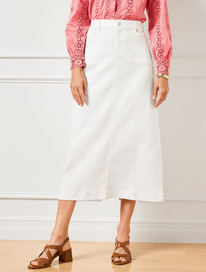 Talbots DENIM MIDI SKIRT - WHITE