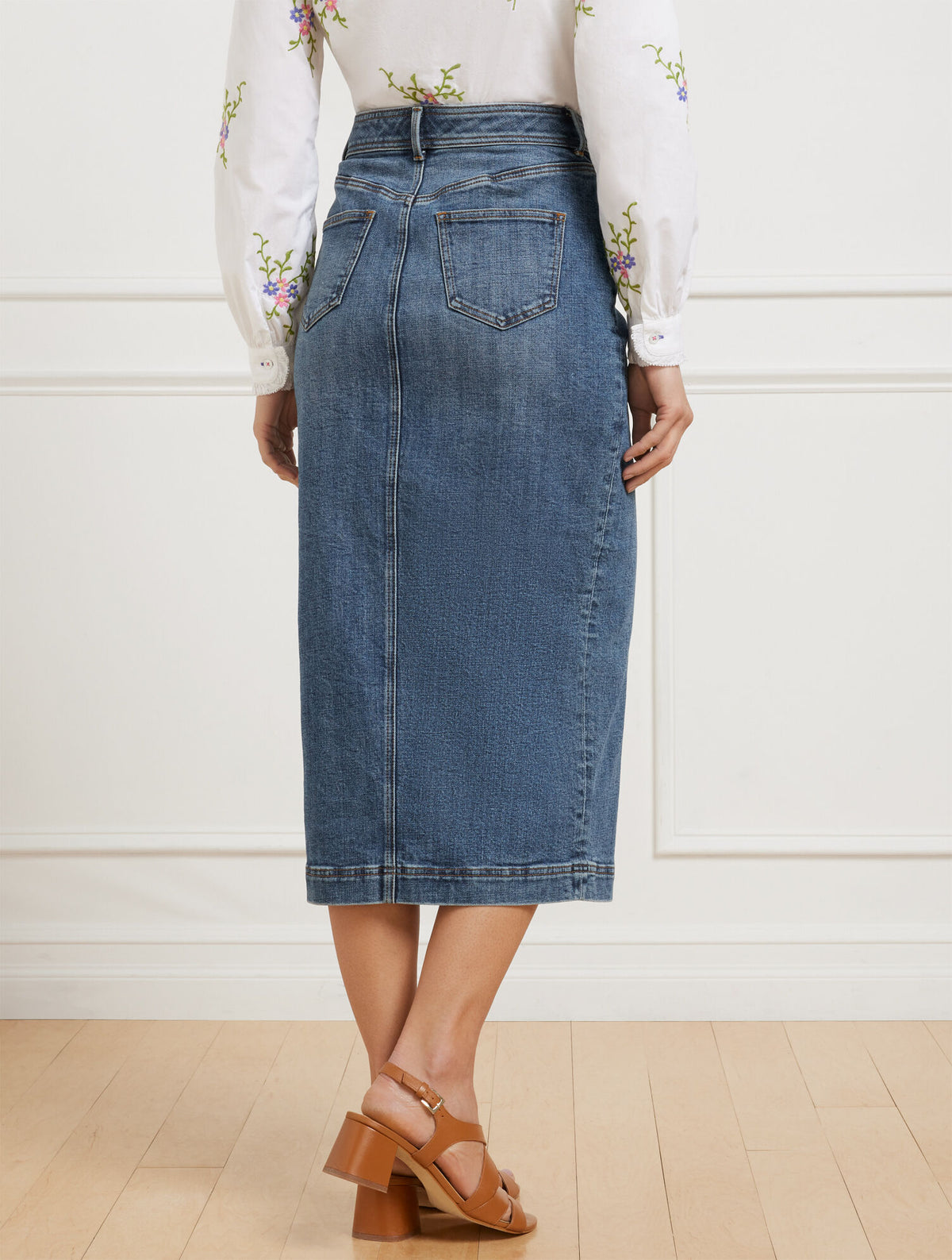 Talbots DENIM MIDI SKIRT - CATALINA WASH