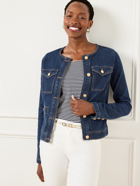 Talbots BUTTON CUFF JEAN JACKET - RINSE WASH