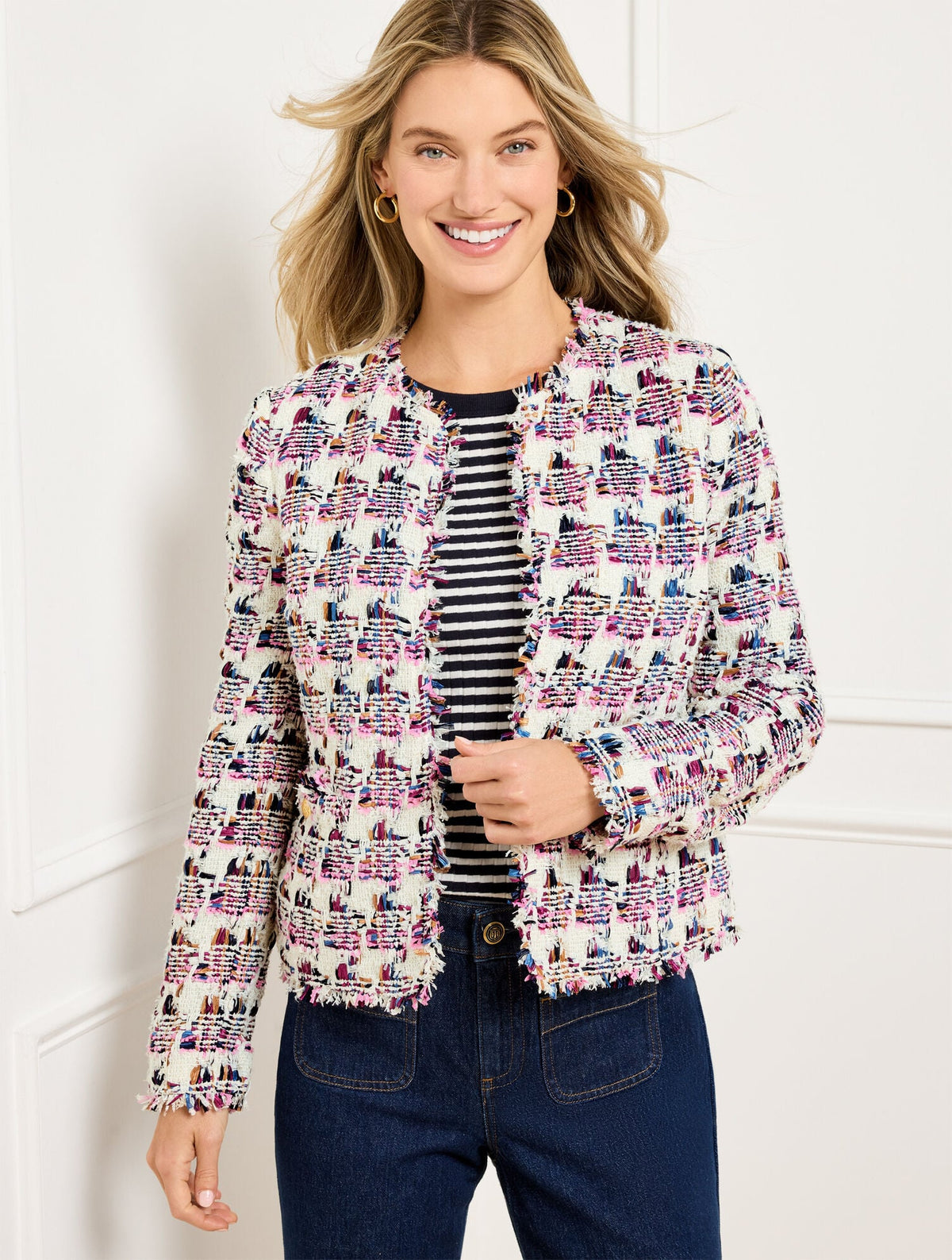 Talbots COLLARLESS TWEED JACKET