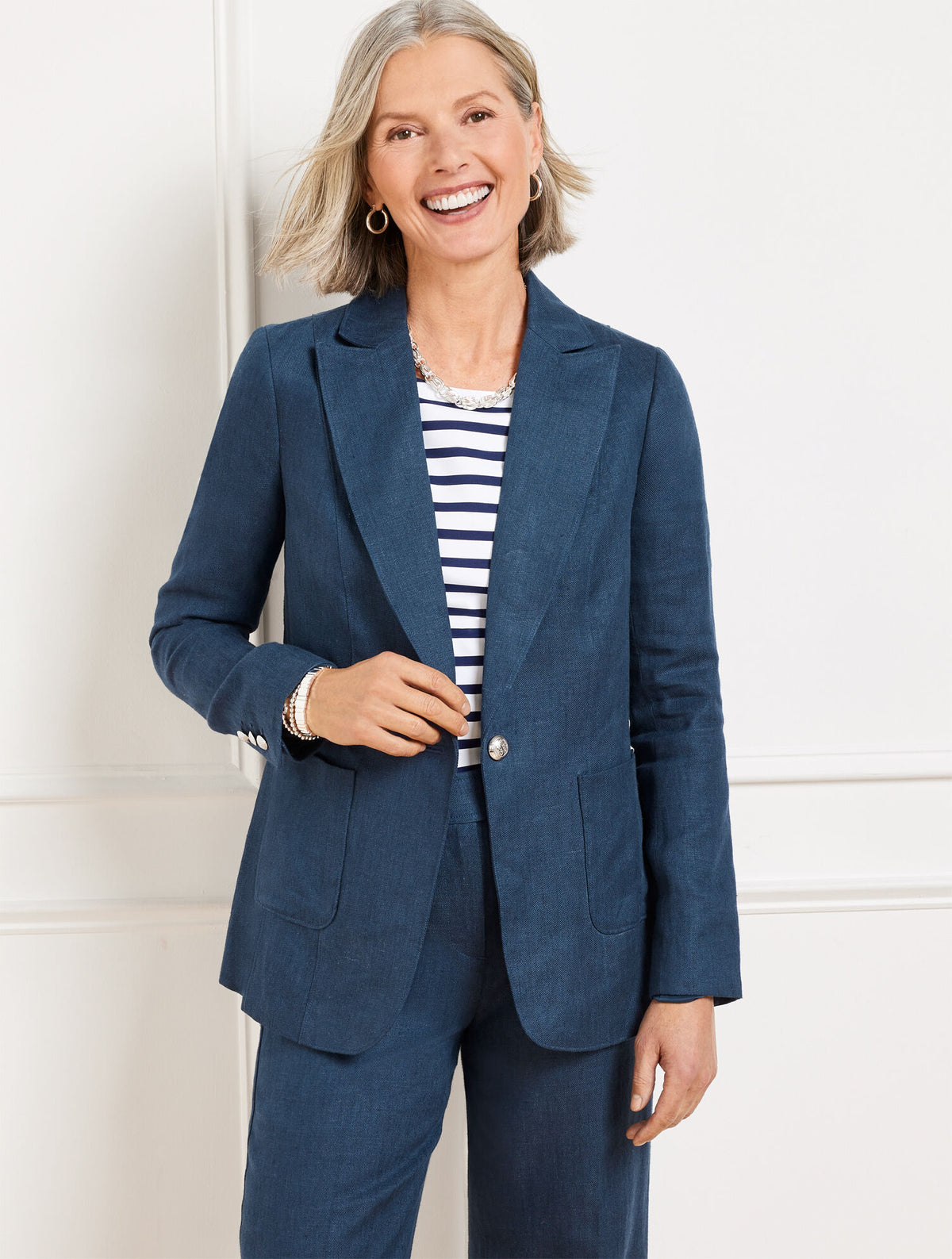 Talbots TAILORED SEAMING LINEN BLAZER - CROSS DYED