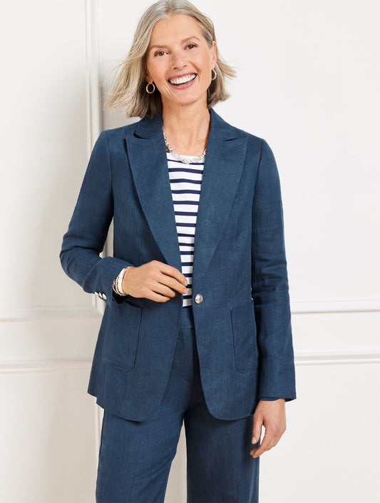 Talbots TAILORED SEAMING LINEN BLAZER - CROSS DYED
