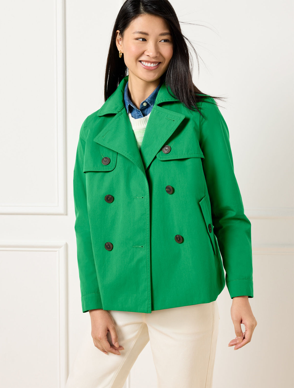 Talbots TWILL SHORT TRENCH COAT