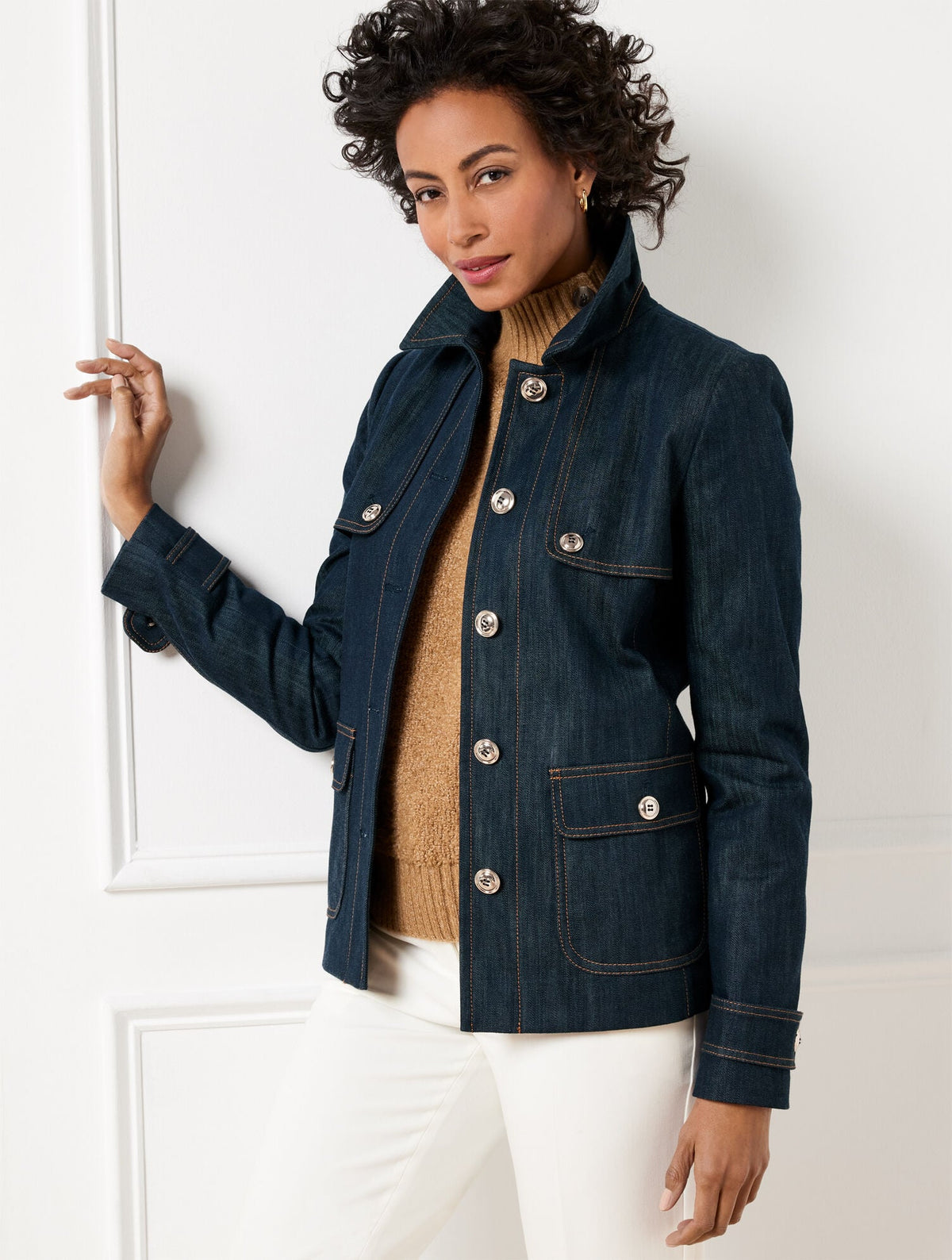 Talbots REFINED DENIM SHORT TRENCH COAT