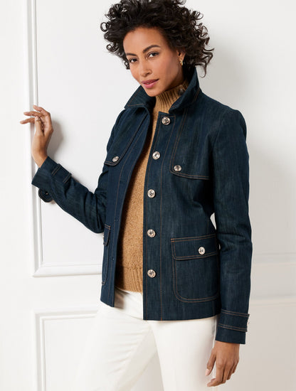 Talbots REFINED DENIM SHORT TRENCH COAT