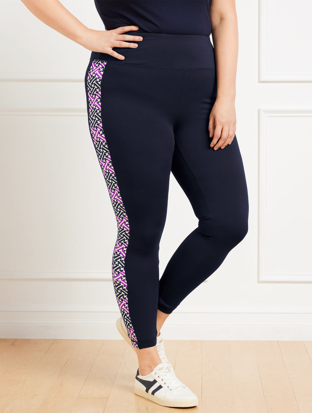 Talbots PERFORMANCE INTERLOCK LEGGINGS - DIAMOND GRID