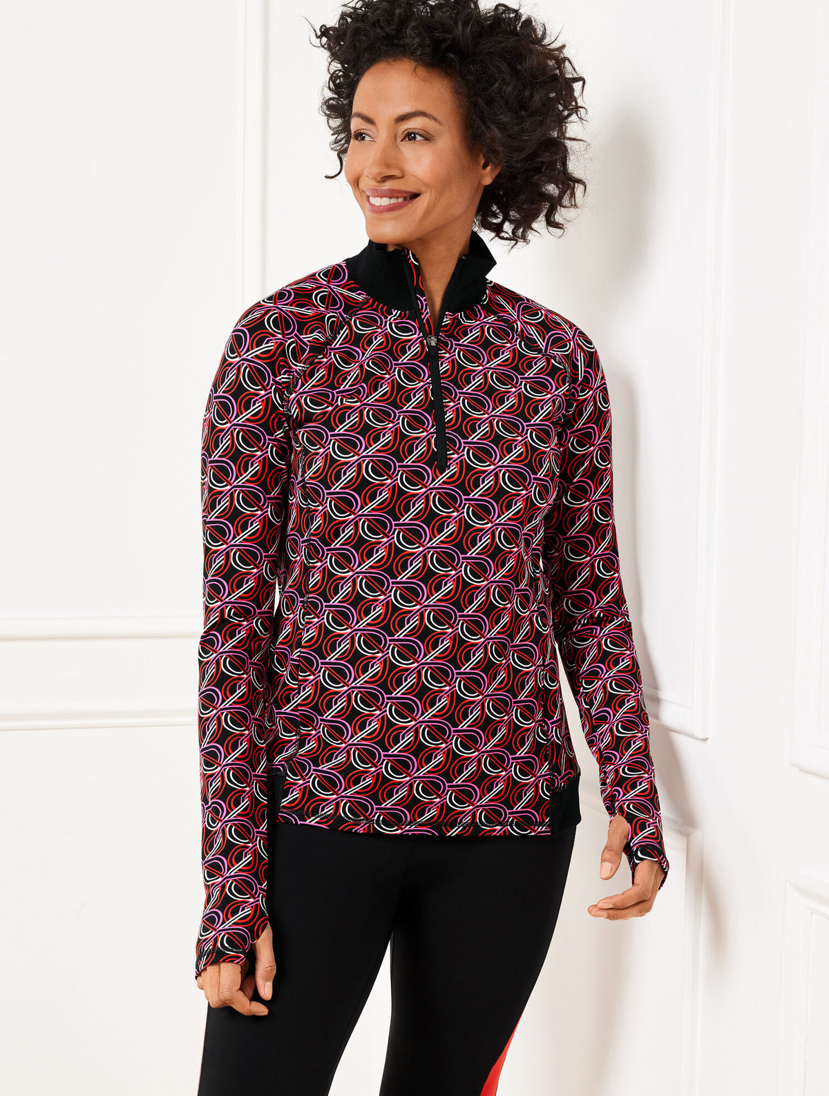 Talbots PERFORMANCE INTERLOCK HALF-ZIP PULLOVER - INTERLACING LOOPS