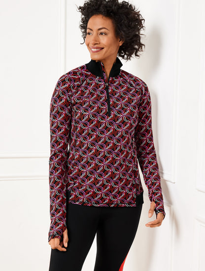 Talbots PERFORMANCE INTERLOCK HALF-ZIP PULLOVER - INTERLACING LOOPS