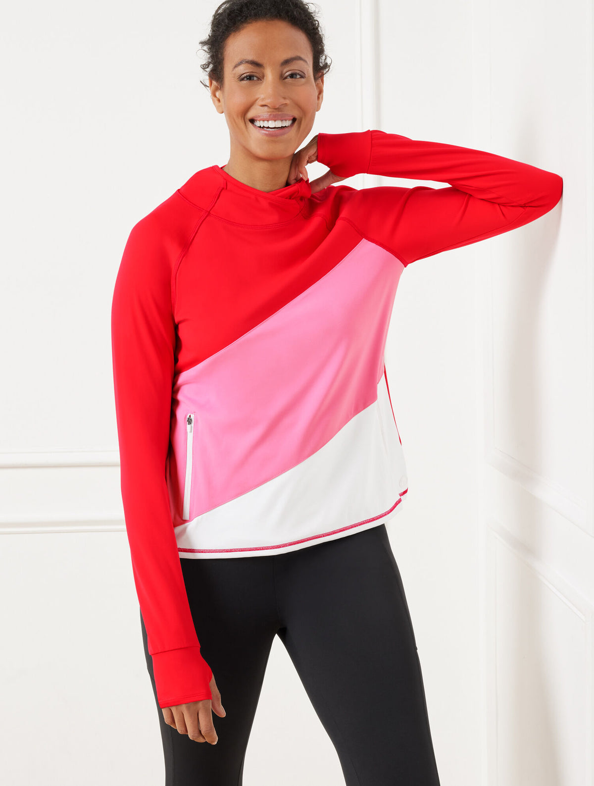 Talbots PERFORMANCE INTERLOCK HOODED PULLOVER - DIAGONAL