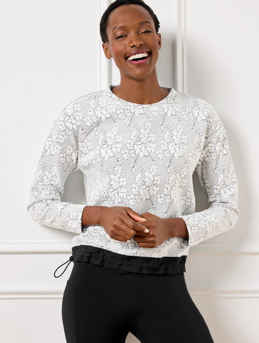 Talbots JACQUARD CREWNECK PULLOVER - CHERRY BLOSSOM