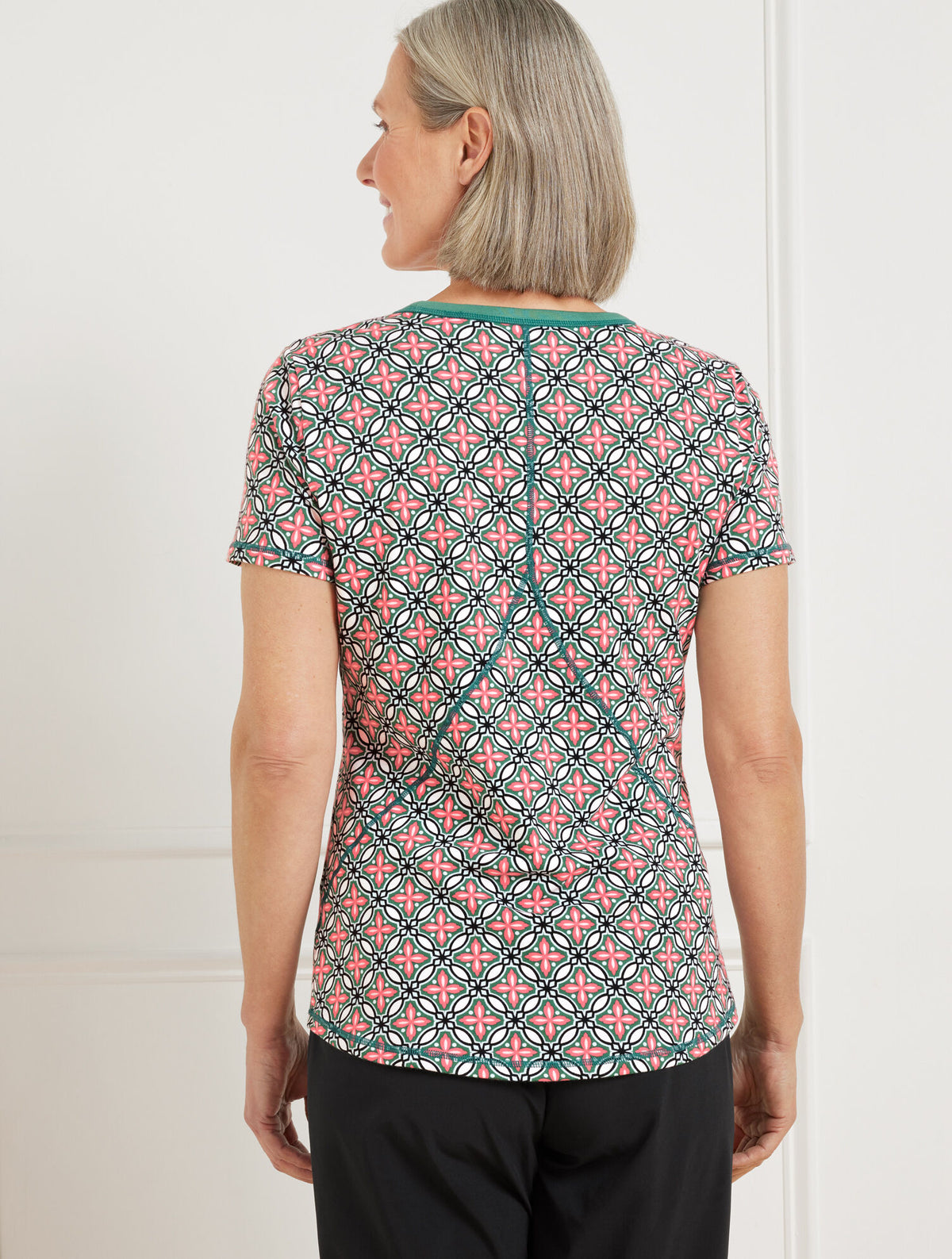 Talbots SUPERSOFT JERSEY SHORT SLEEVE TEE - HIGH TIDE TILE