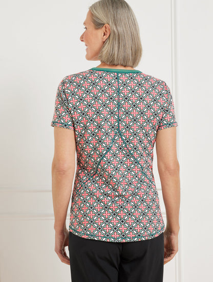 Talbots SUPERSOFT JERSEY SHORT SLEEVE TEE - HIGH TIDE TILE