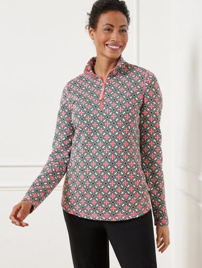 Talbots MODAL FRENCH TERRY HALF-ZIP PULLOVER - HIGH TIDE TILE