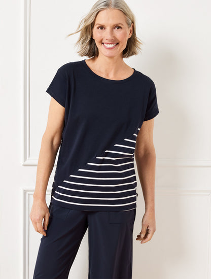 Talbots SUPERSOFT JERSEY SHORT SLEEVE TEE - CLASSIC STRIPE