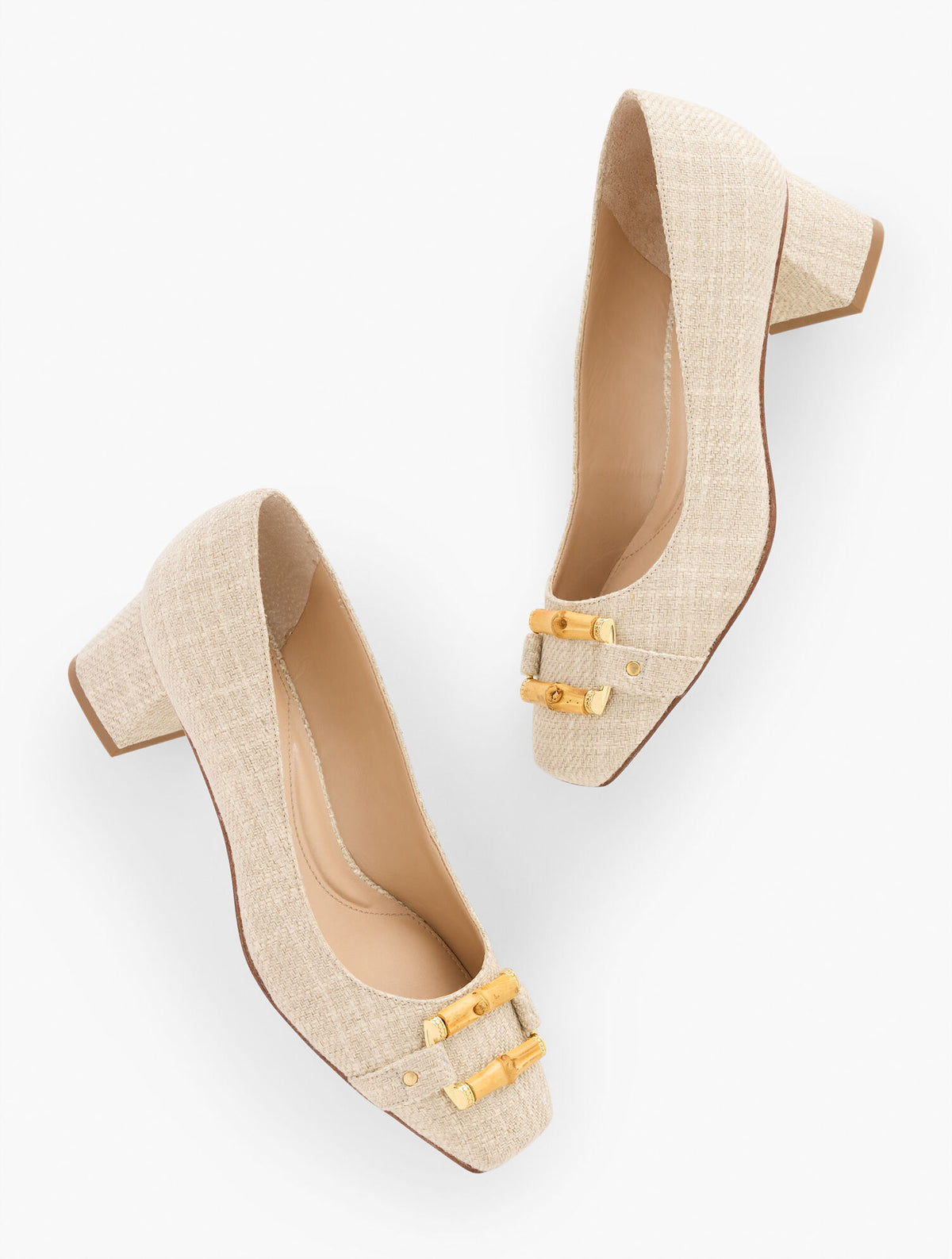 Talbots CARLYE BAMBOO BUCKLE LINEN PUMPS