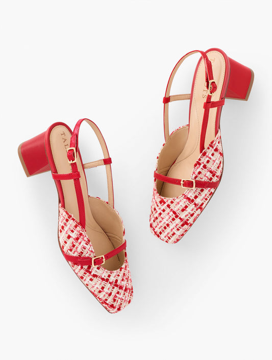 Talbots CARLYE BUCKLE BLOCK HEEL PUMPS - LOVELY TWEED