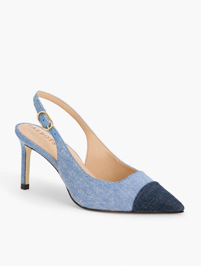 Talbots ELENA DENIM SLINGBACK PUMPS