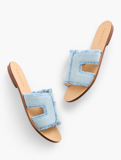 Talbots HANNAH FRAYED DENIM SLIDES