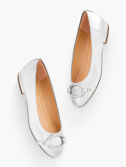 Talbots MADISON BUCKLE METALLIC NAPPA BALLET FLATS