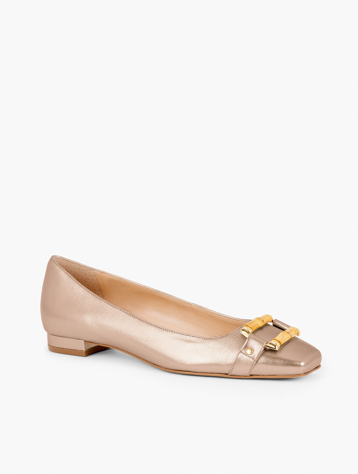 Talbots SUTTON BAMBOO BUCKLE METALLIC NAPPA FLATS