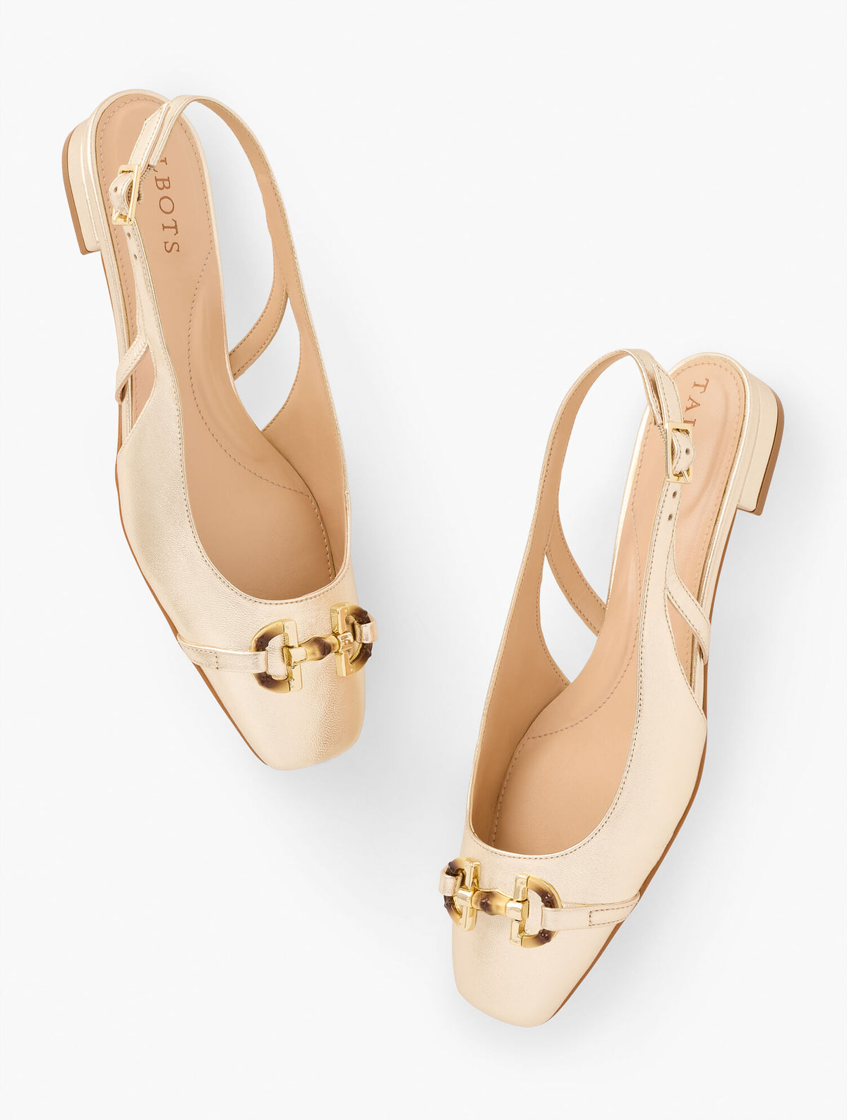 Talbots SUTTON LINK SLINGBACK METALLIC NAPPA FLATS