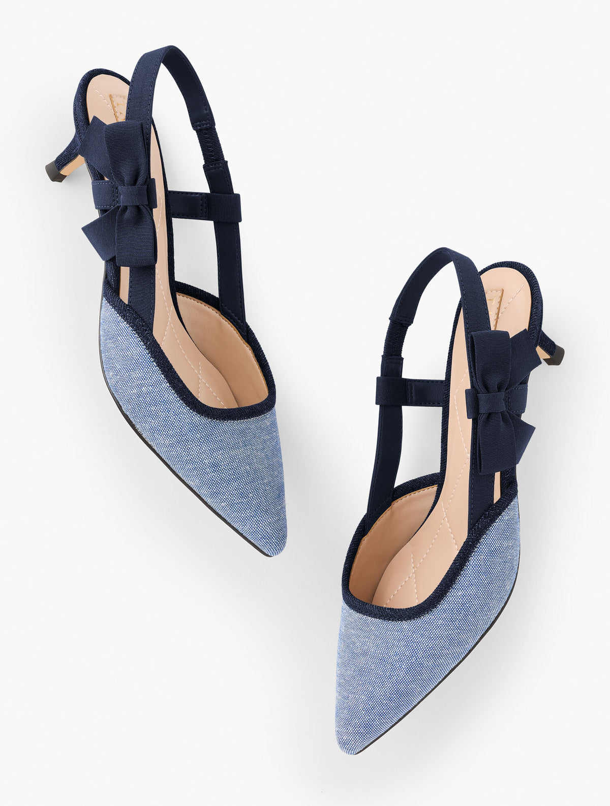 Talbots SYLVIE BOW SLINGBACK CHAMBRAY PUMPS