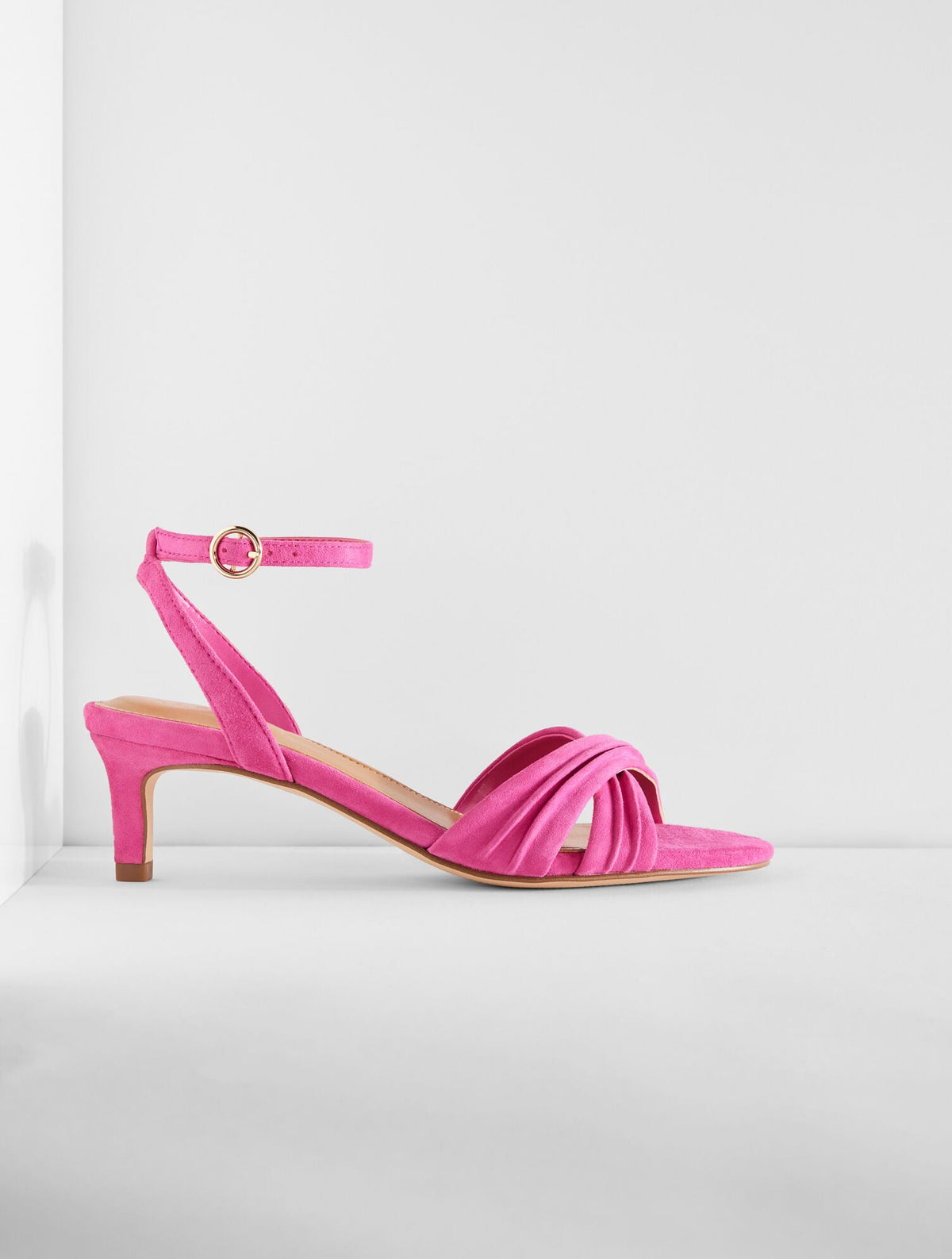 Talbots TALLIA PLEATED SUEDE ANKLE STRAP HEEL SANDALS