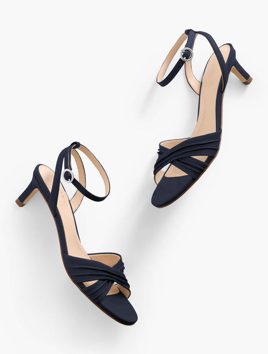 Talbots TALLIA PLEATED NAPPA ANKLE STRAP HEEL SANDALS