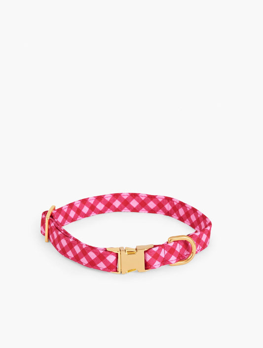 Talbots THE FOGGY DOG RASPBERRY PLAID DOG COLLAR