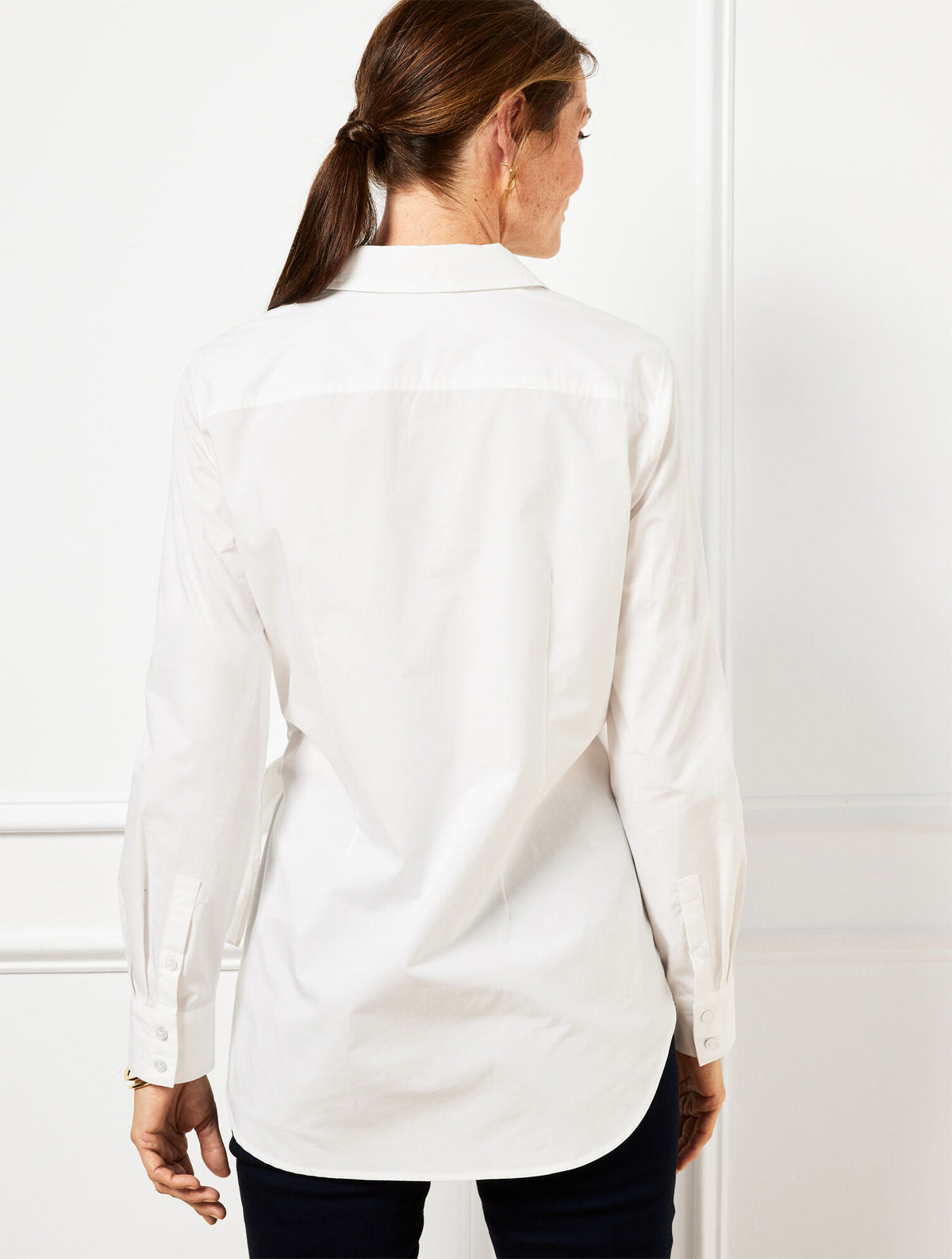 Talbots TIE FRONT DRAPED POPLIN SHIRT
