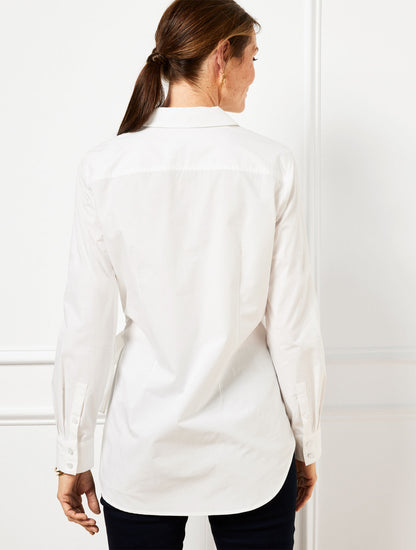 Talbots TIE FRONT DRAPED POPLIN SHIRT
