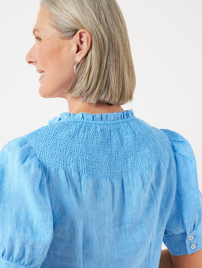 Talbots LINEN SMOCKED TOP