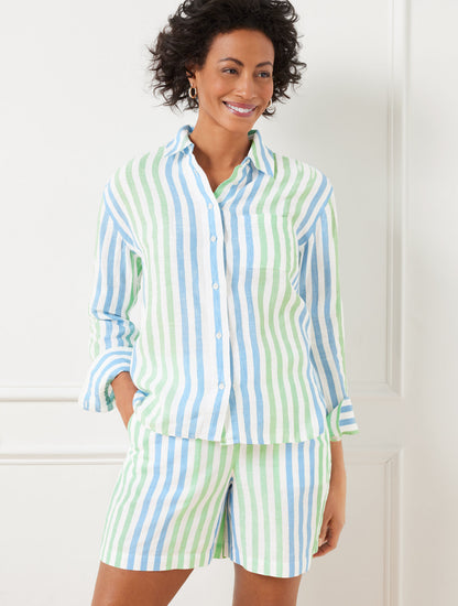 Talbots LINEN SHIRT - PLAYFUL STRIPE