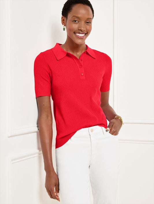 Talbots RIBBED POLO SWEATER