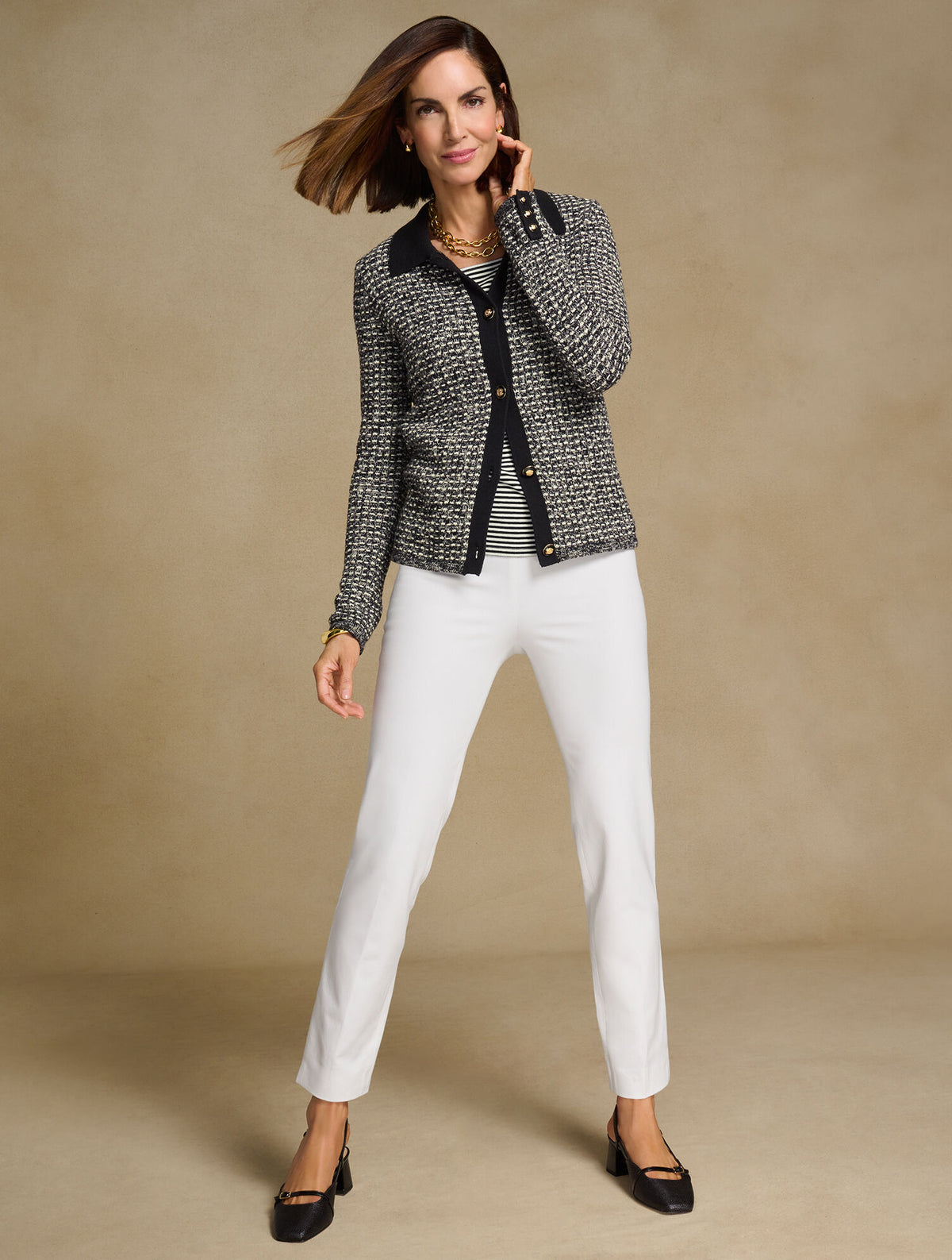 Talbots POLO CARDIGAN - DASH STRIPE